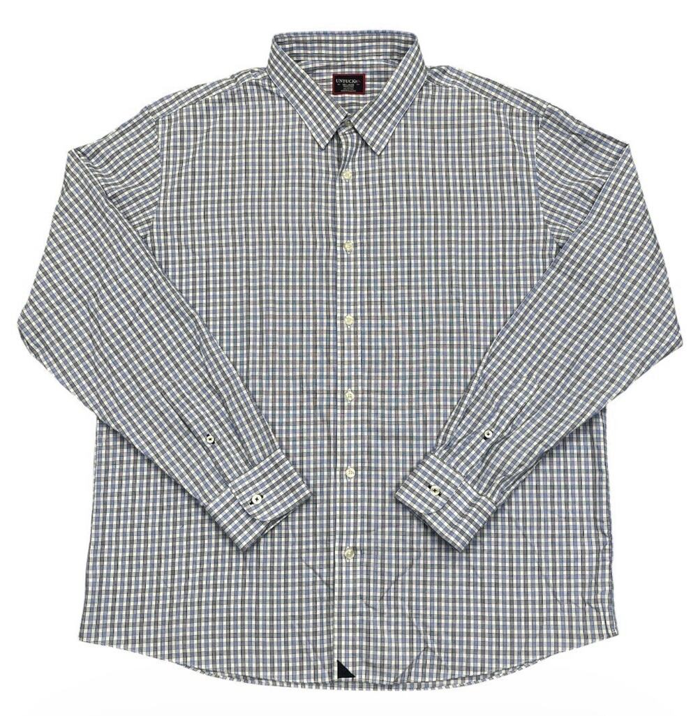 UNTUCKit Wrinkle Free Shirt XXL Blue Check Long Sleeve Button Up